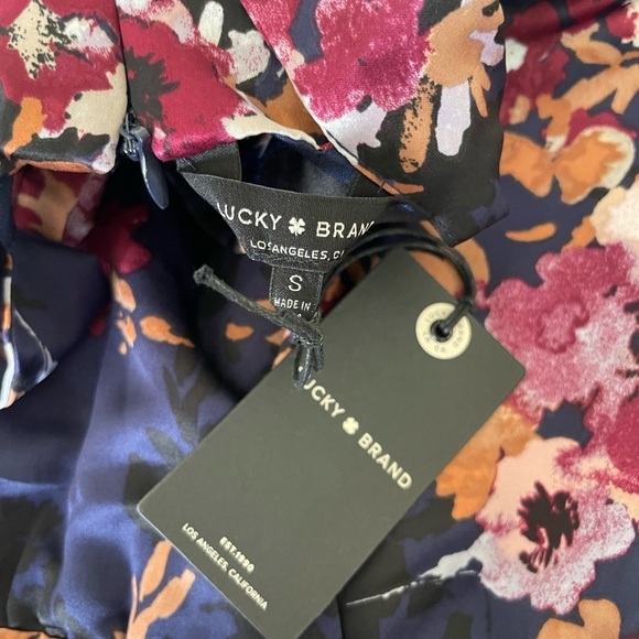 Lucky Brand Blue Floral Cold Shoulder Asymmetrical Dress - Picture 8 of 13